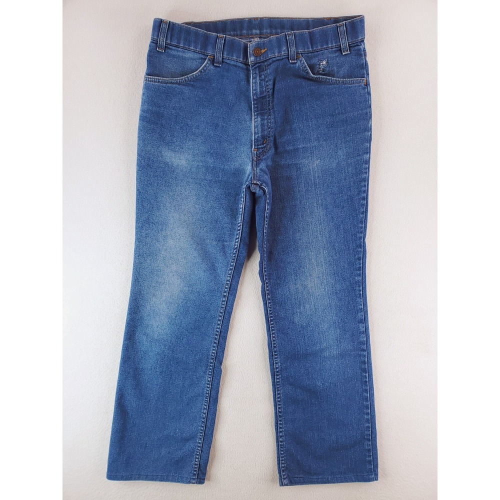VTG Levis Jeans Mens 35x28* Blue Relaxed Straight A Skosh More Room USA MADE 80s